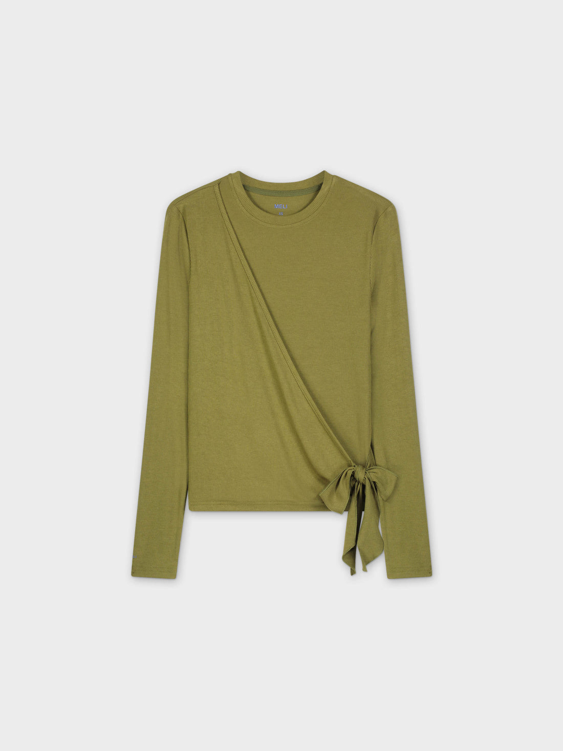 RIBBED WRAP TEE-OLIVE GREEN