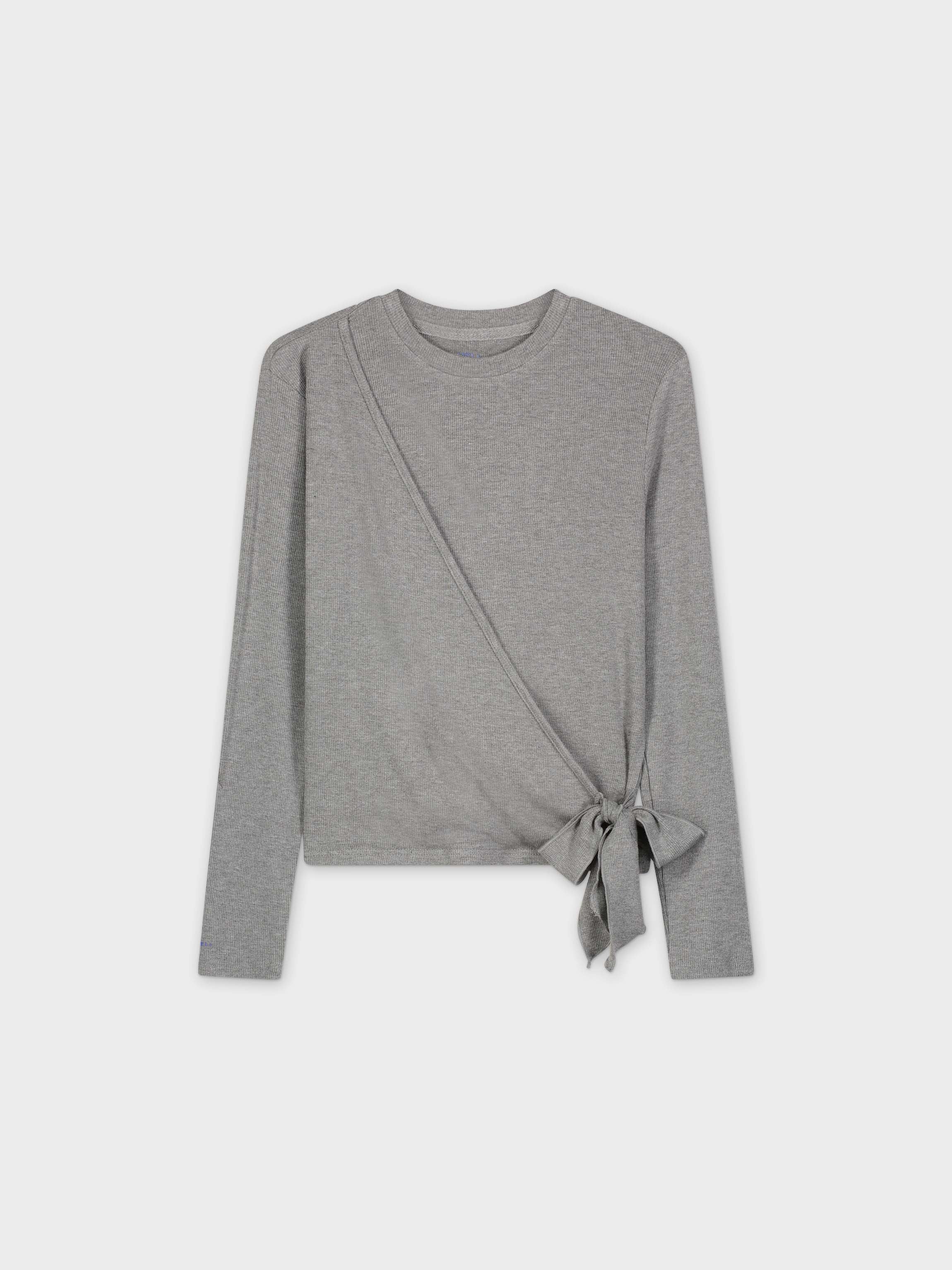 CAMISETA ENVOLVENTE ACANALADO-GRIS HEATHER