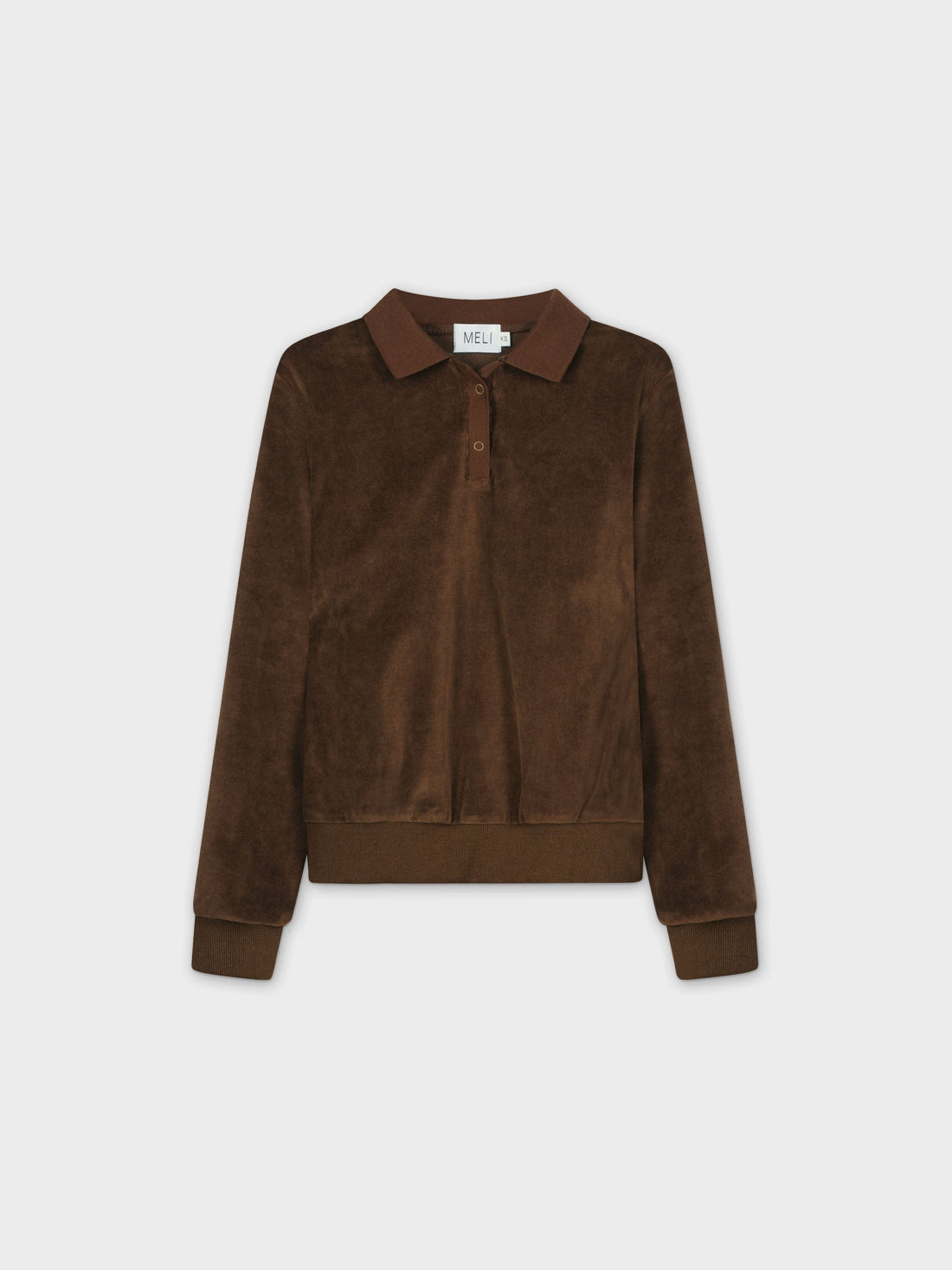 VELOUR COLLAR SWEATSHIRT-BROWN