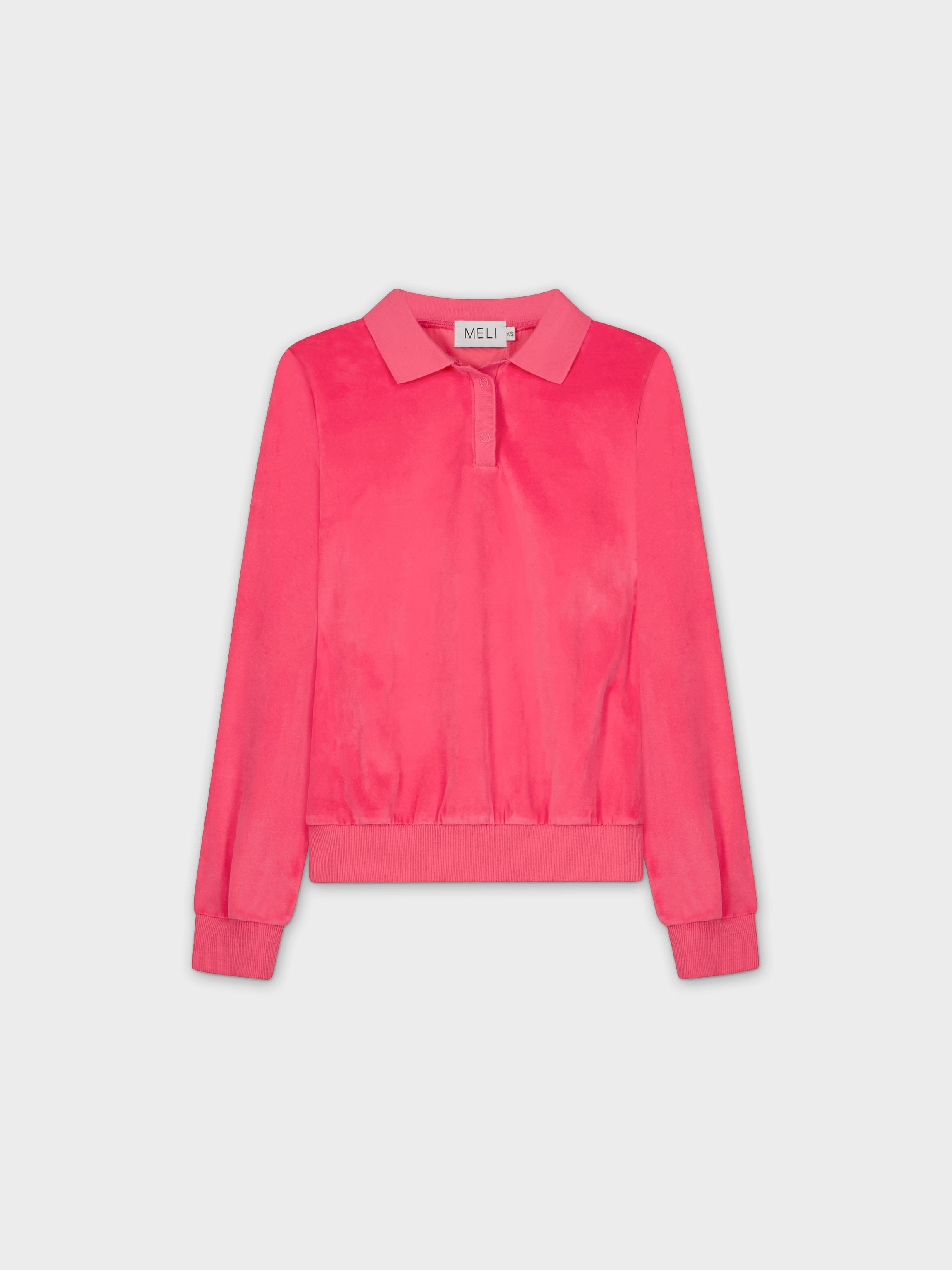 VELOUR COLLAR SWEATSHIRT-CORAL