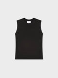 SLEEVELESS CREW SWEATER-BLACK