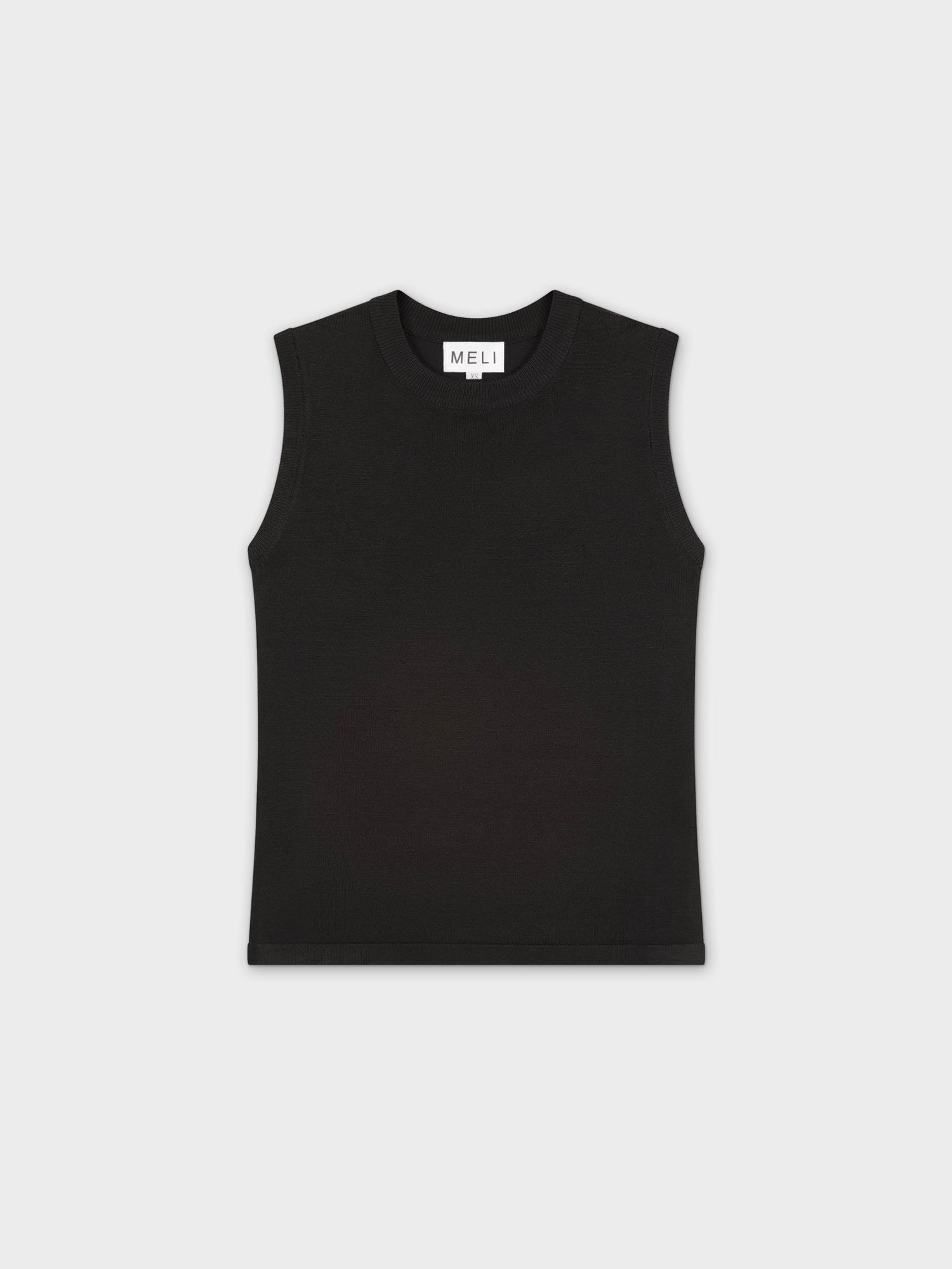 SLEEVELESS CREW SWEATER-BLACK