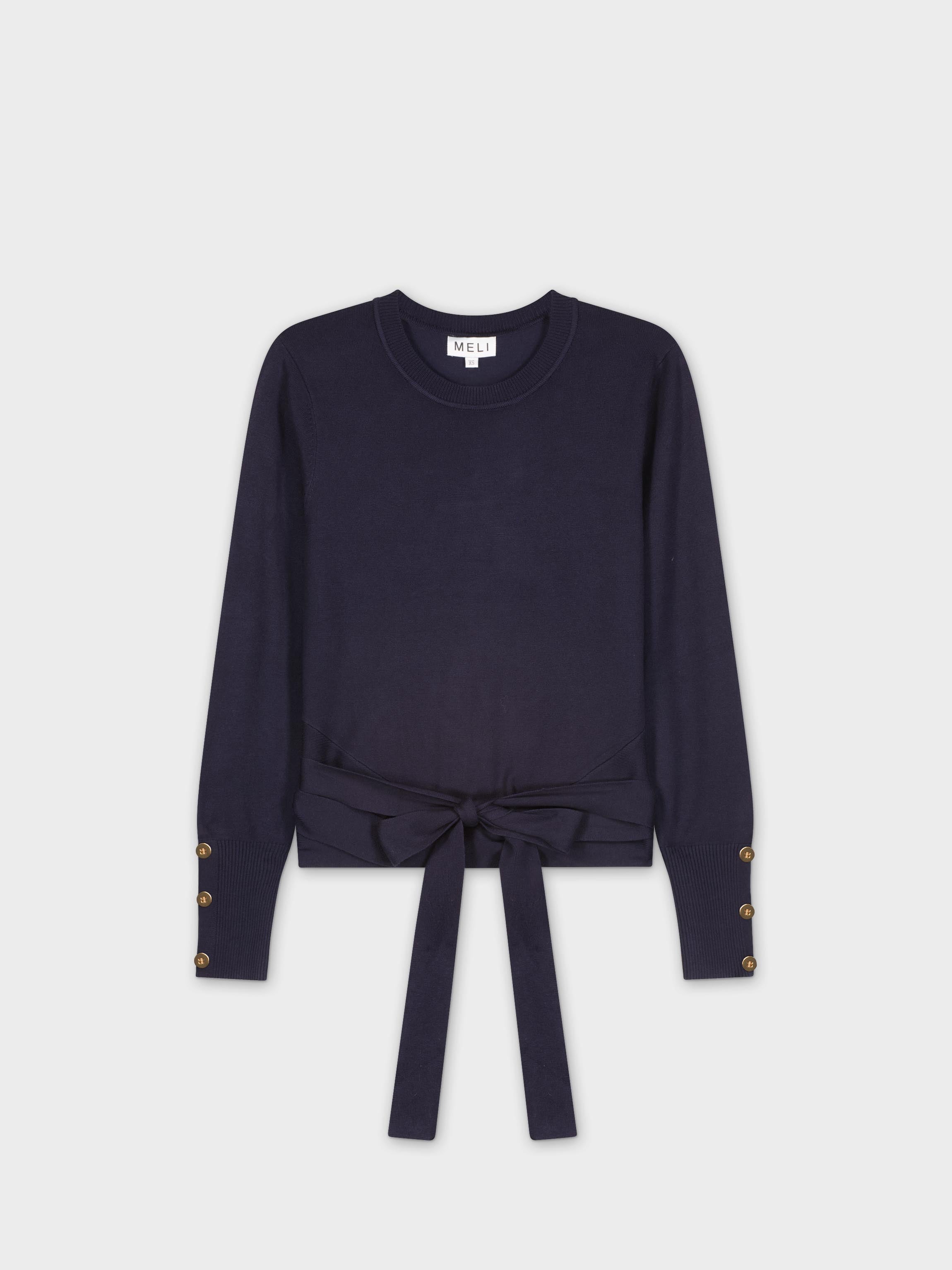 Wrap Tie Sweater-Navy