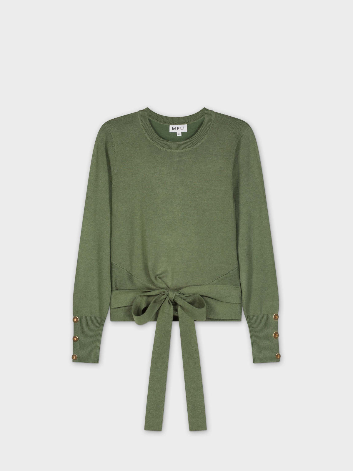 Wrap Tie Sweater-Olive Green