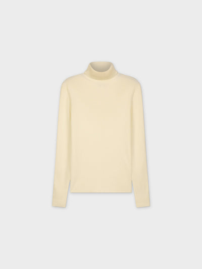 Knit Ribbed Turtleneck-Cream