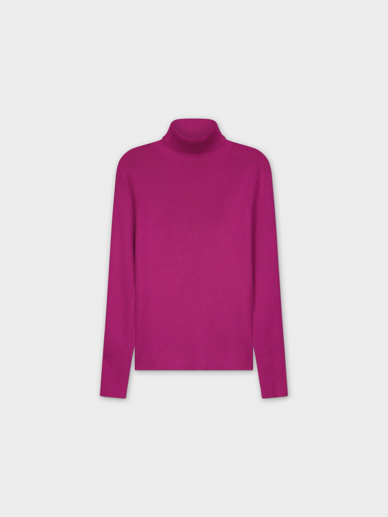 Knit Ribbed Turtleneck-Magenta