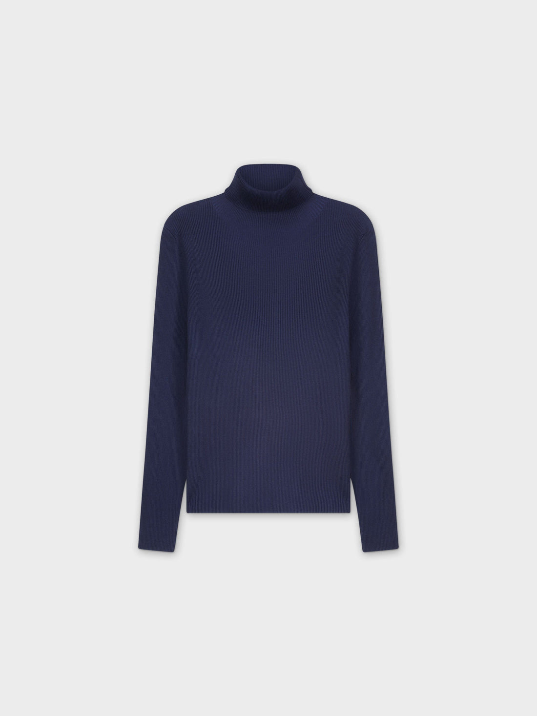 Knit Ribbed Turtleneck-Navy