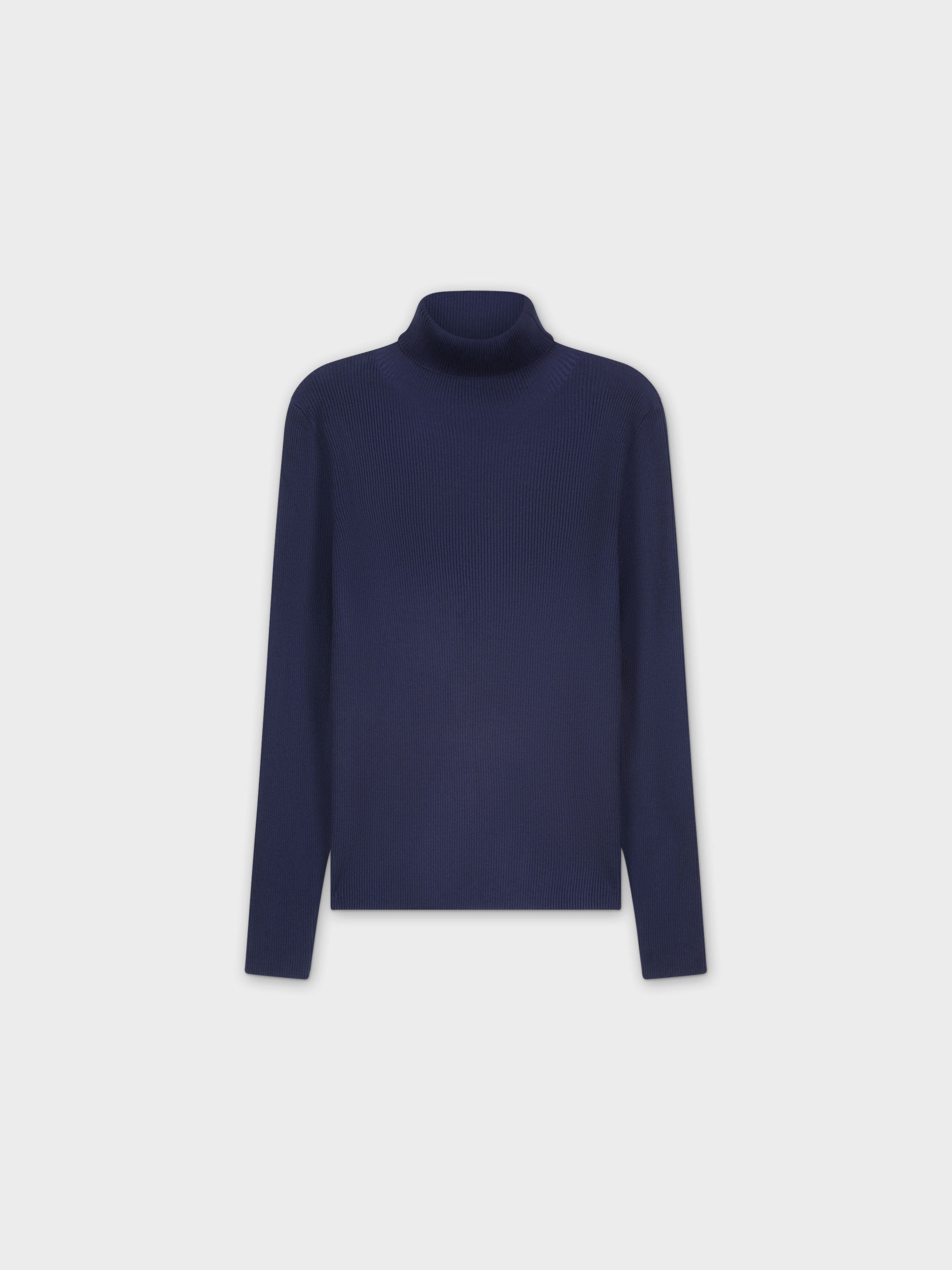 Knit Ribbed Turtleneck-Navy