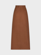 Stitched Detail Denim Skirt-Brown