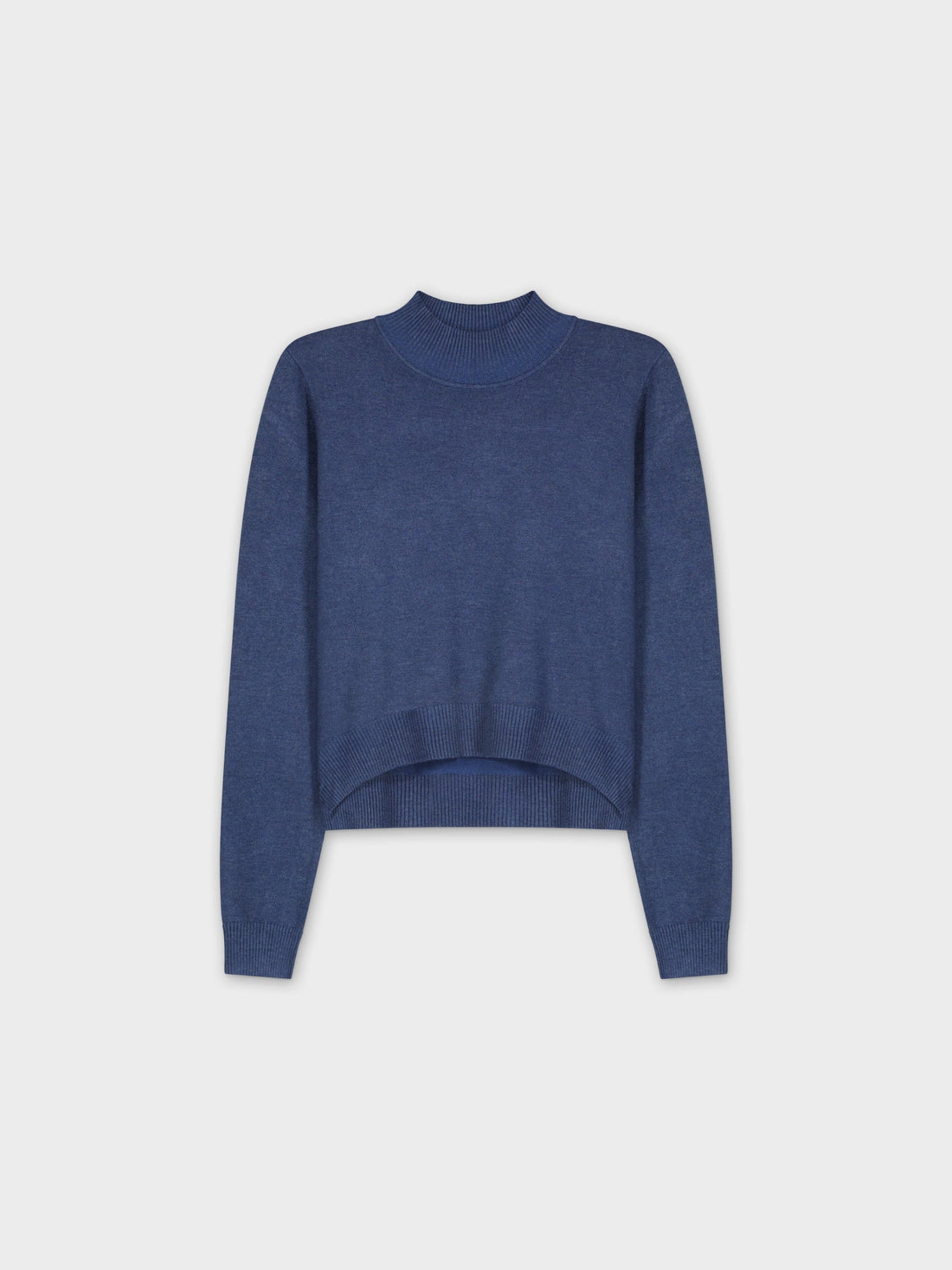 Crop Mock Neck Turtleneck-Blue