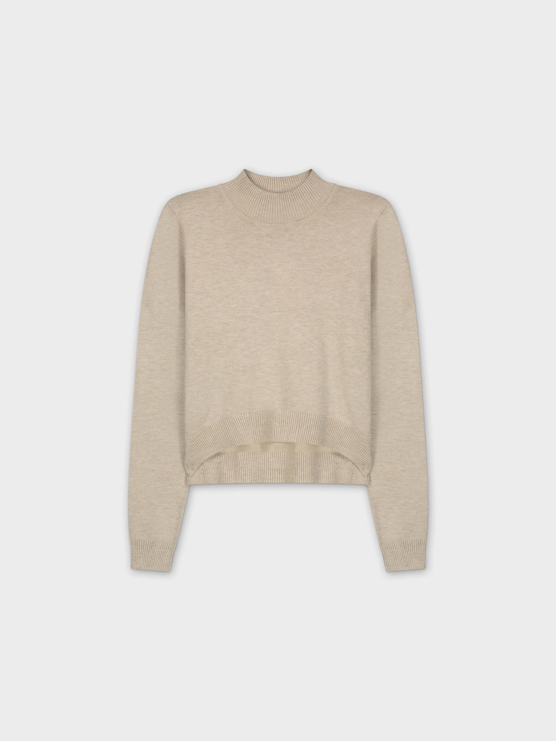 Crop Mock Neck Turtleneck-Heathered Cream