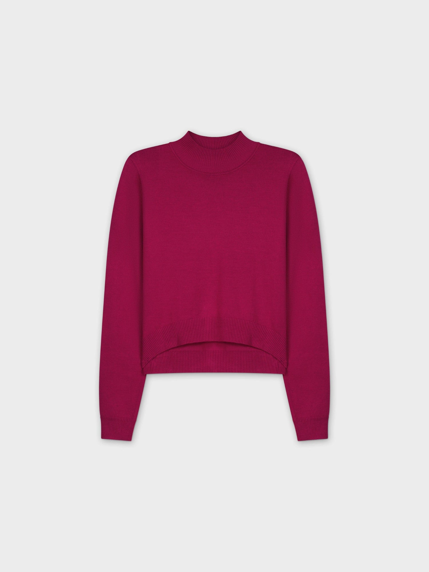 Crop Mock Neck Turtleneck-Magenta