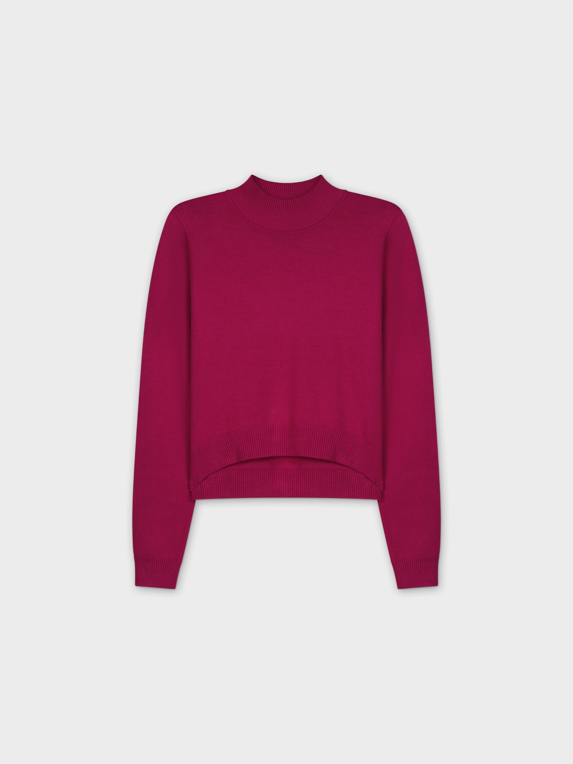 Crop Mock Neck Turtleneck-Magenta