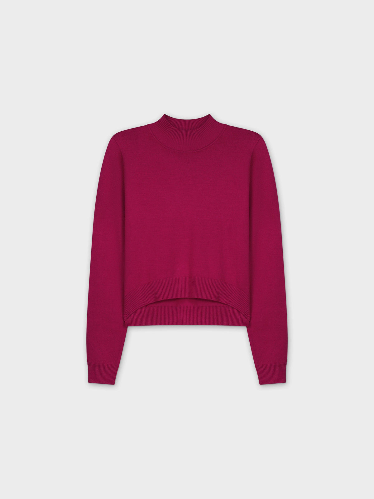 Crop Mock Neck Turtleneck-Magenta