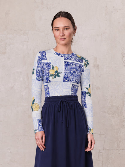 Basic Printed T-shirt-Lemon Paisley