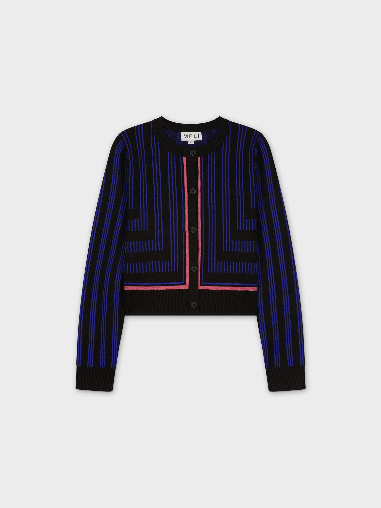 BOX CARDIGAN-BLACK/BLUE