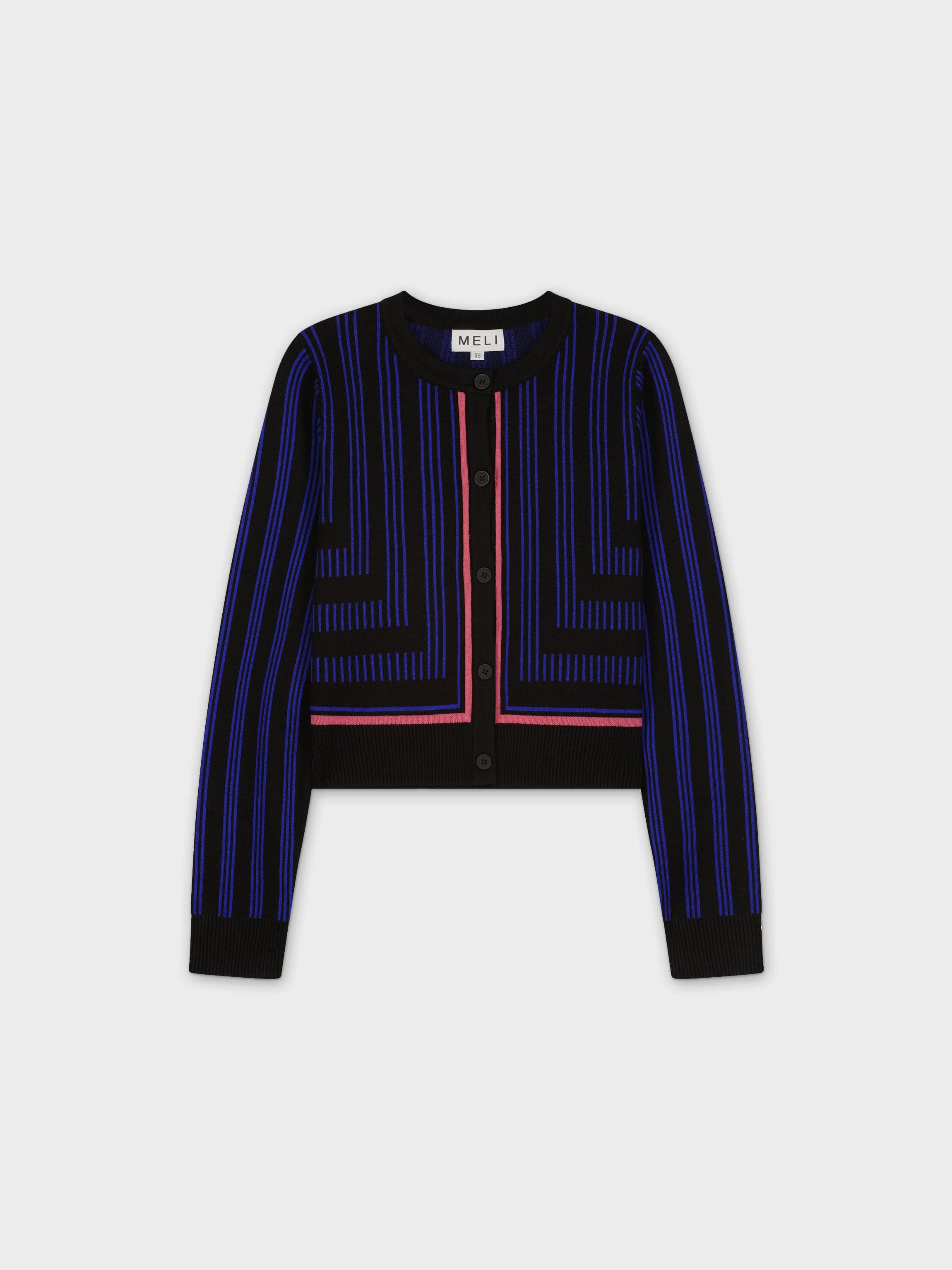 BOX CARDIGAN-BLACK/BLUE