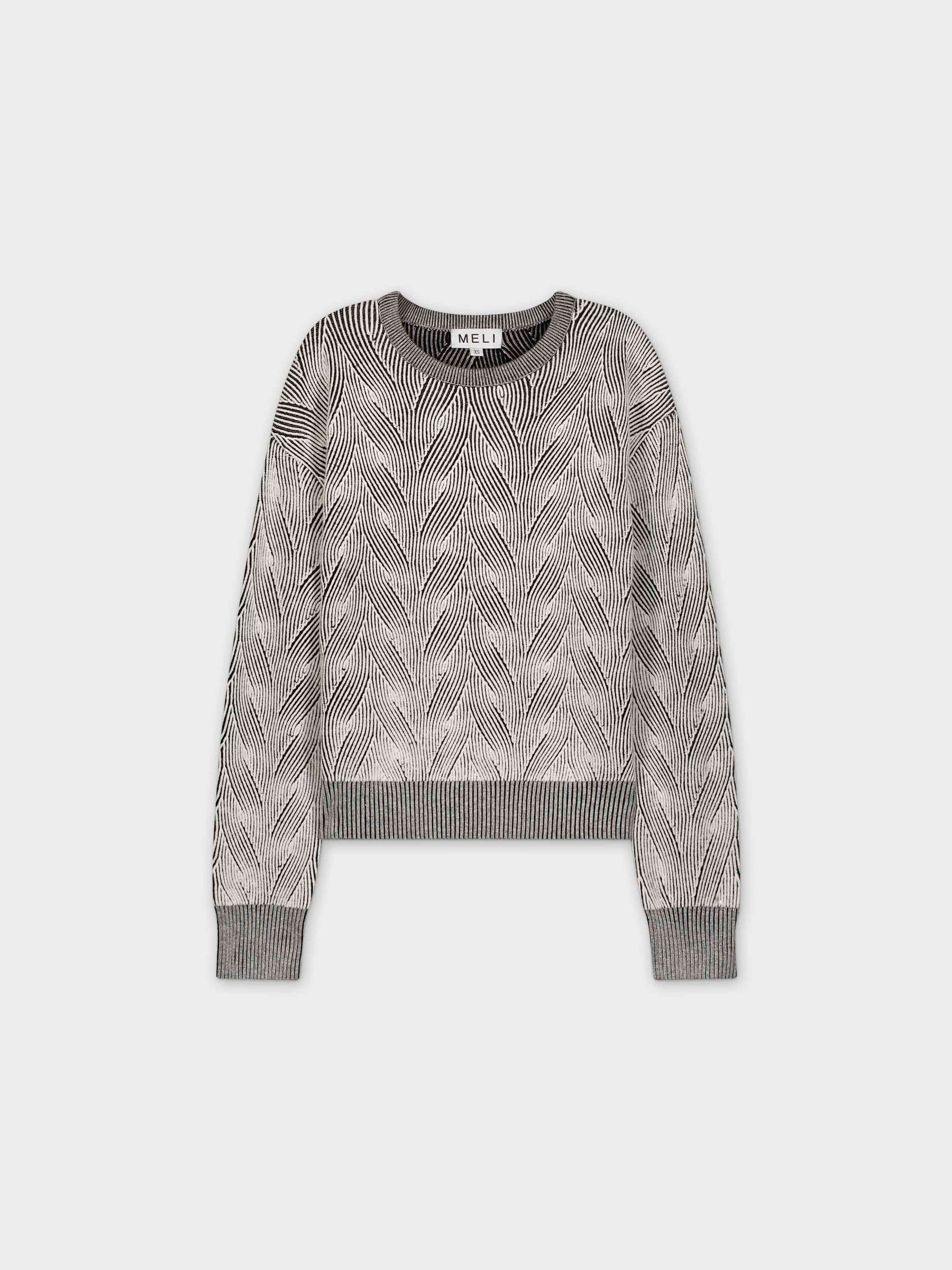 TWO TONE WAVE SWEATER-BLACK/WHITE