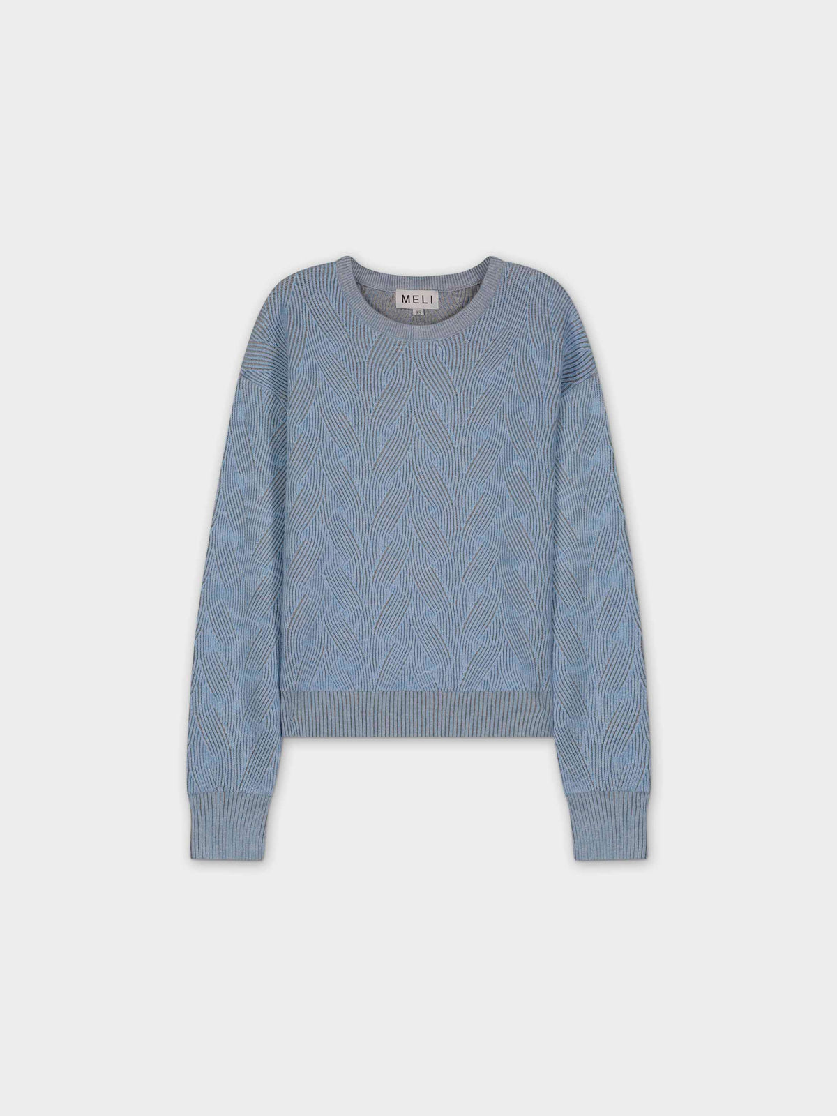 TWO TONE WAVE SWEATER-LIGHT BLUE/GREY