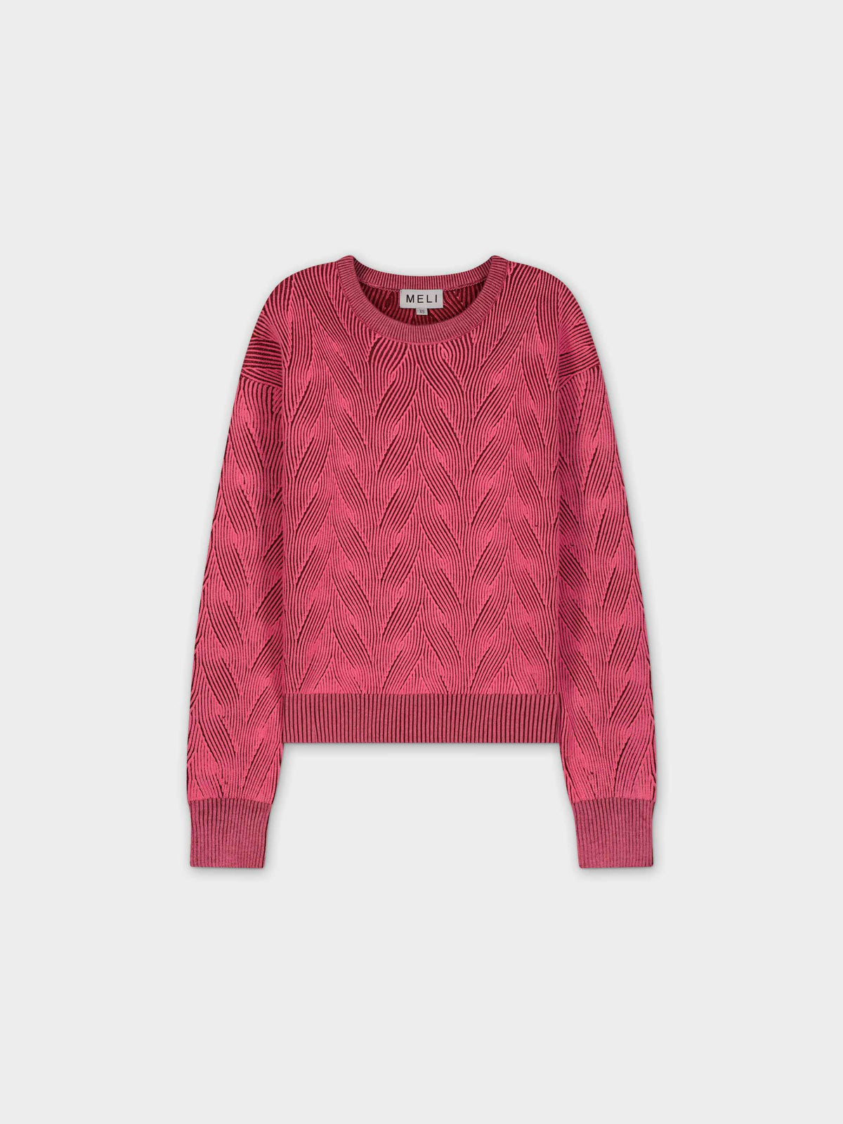 TWO TONE WAVE SWEATER-PINK/MAROON