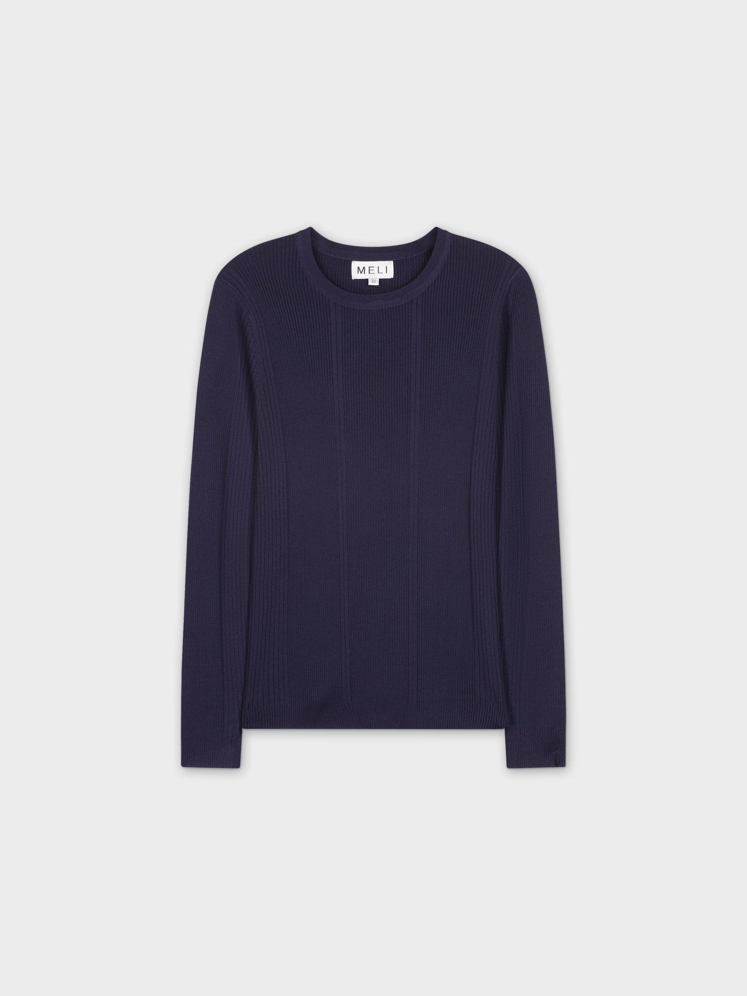 MIXED RIBBED SWEATER-NAVY