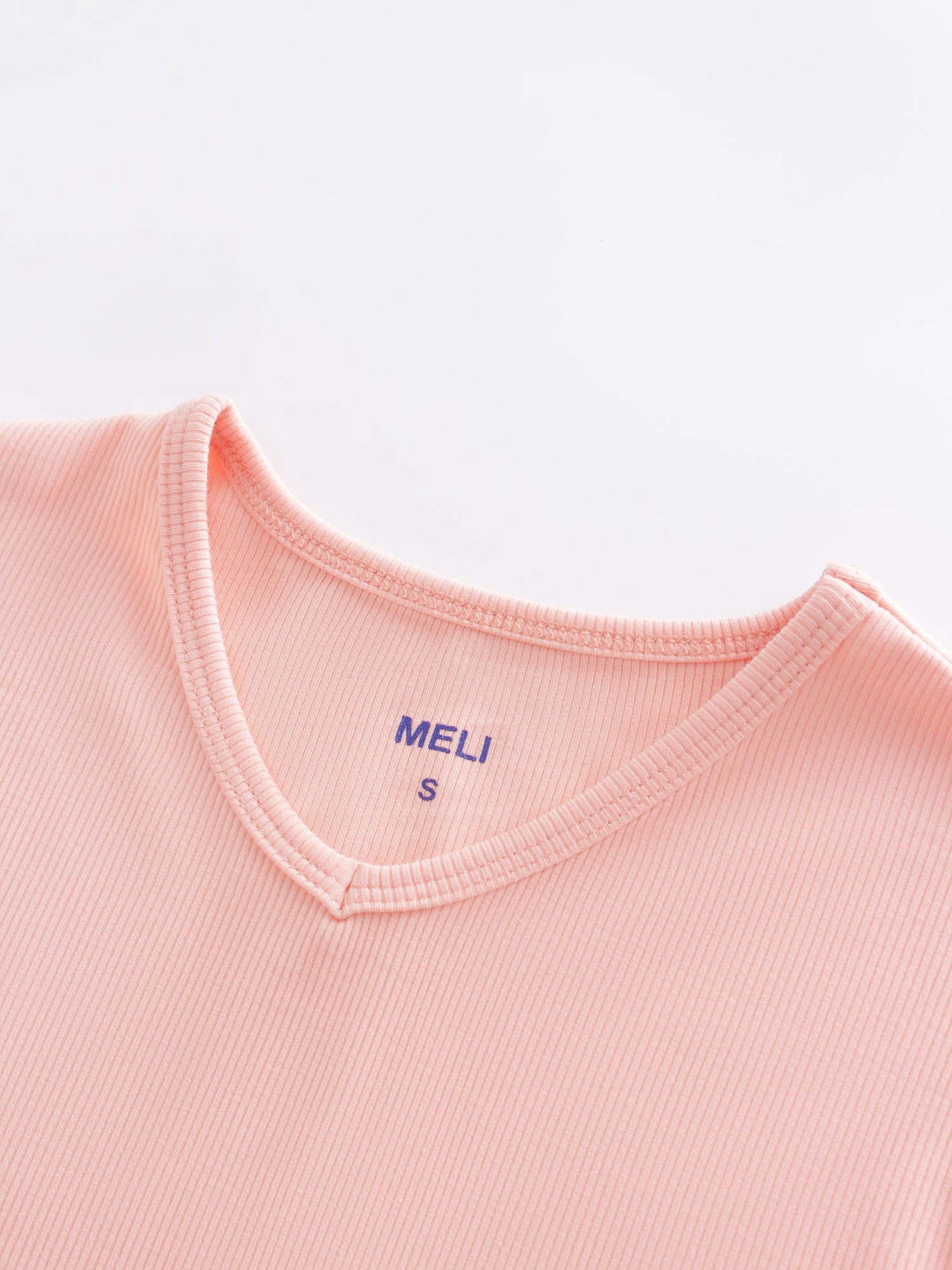 HIGH V RIBBED TEE - 3Q - PEACH