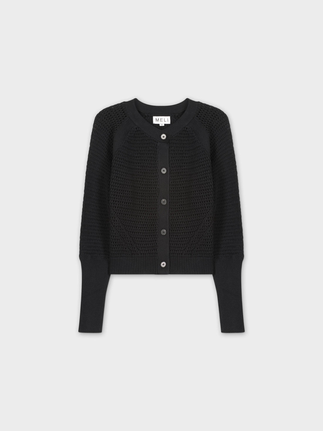 CROCHET CREW CARDIGAN-NEGRO