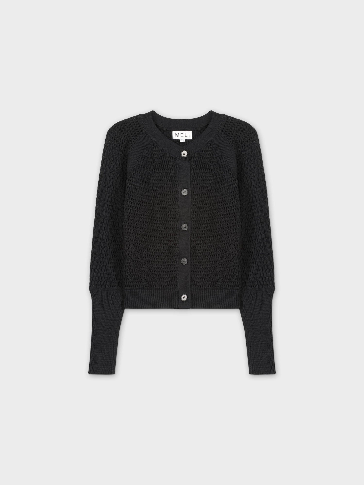 CROCHET CREW CARDIGAN-NEGRO