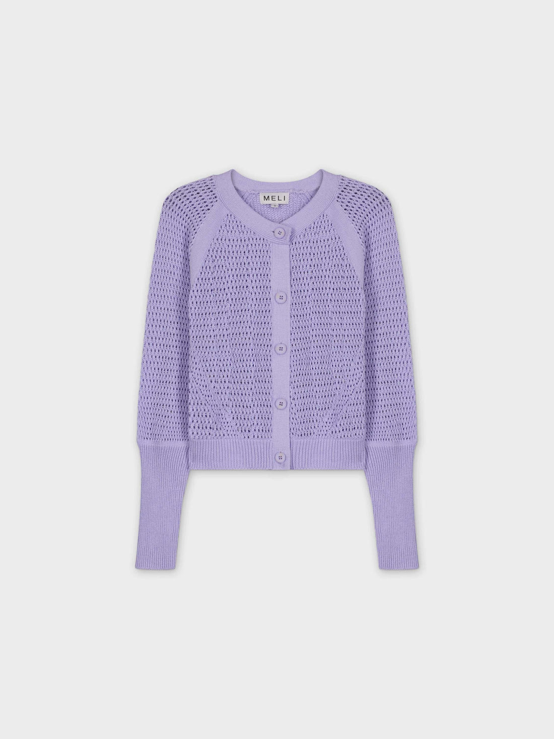 CROCHET CREW CARDIGAN-LAVANDA