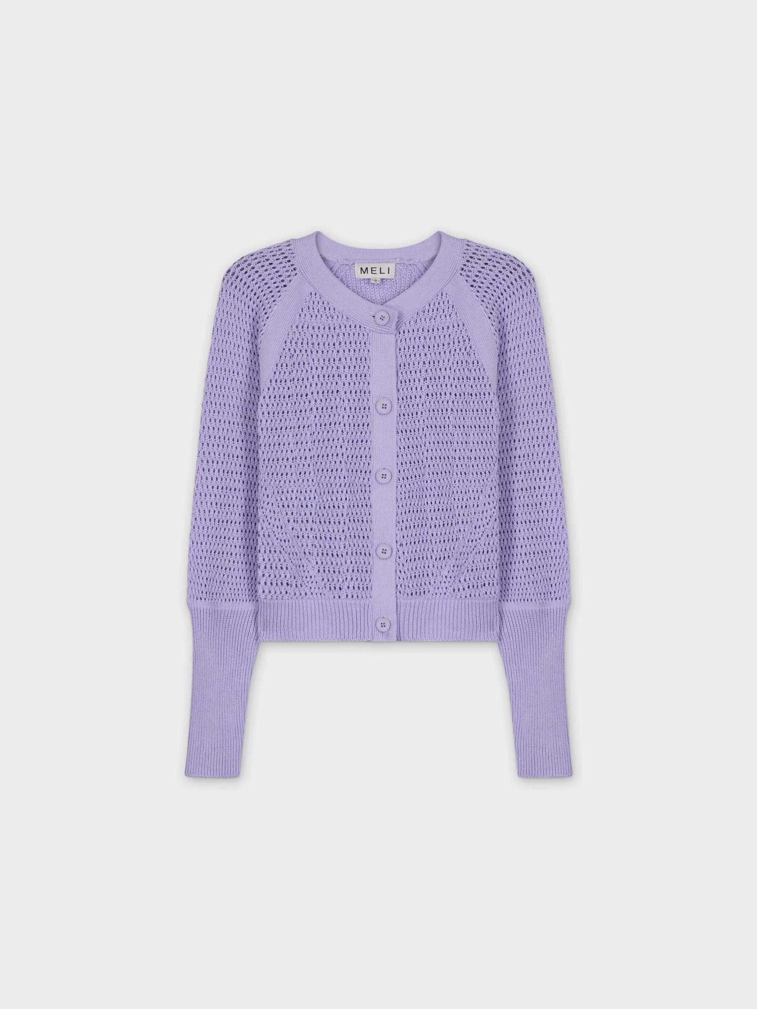 CROCHET CREW CARDIGAN-LAVANDA