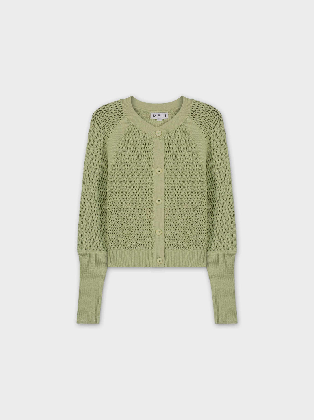 CROCHET CREW CARDIGAN-VERDE SALVIA