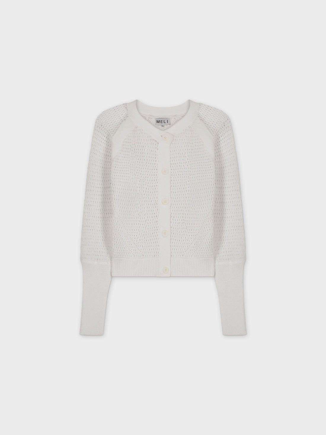 CROCHET CREW CARDIGAN-BLANCO