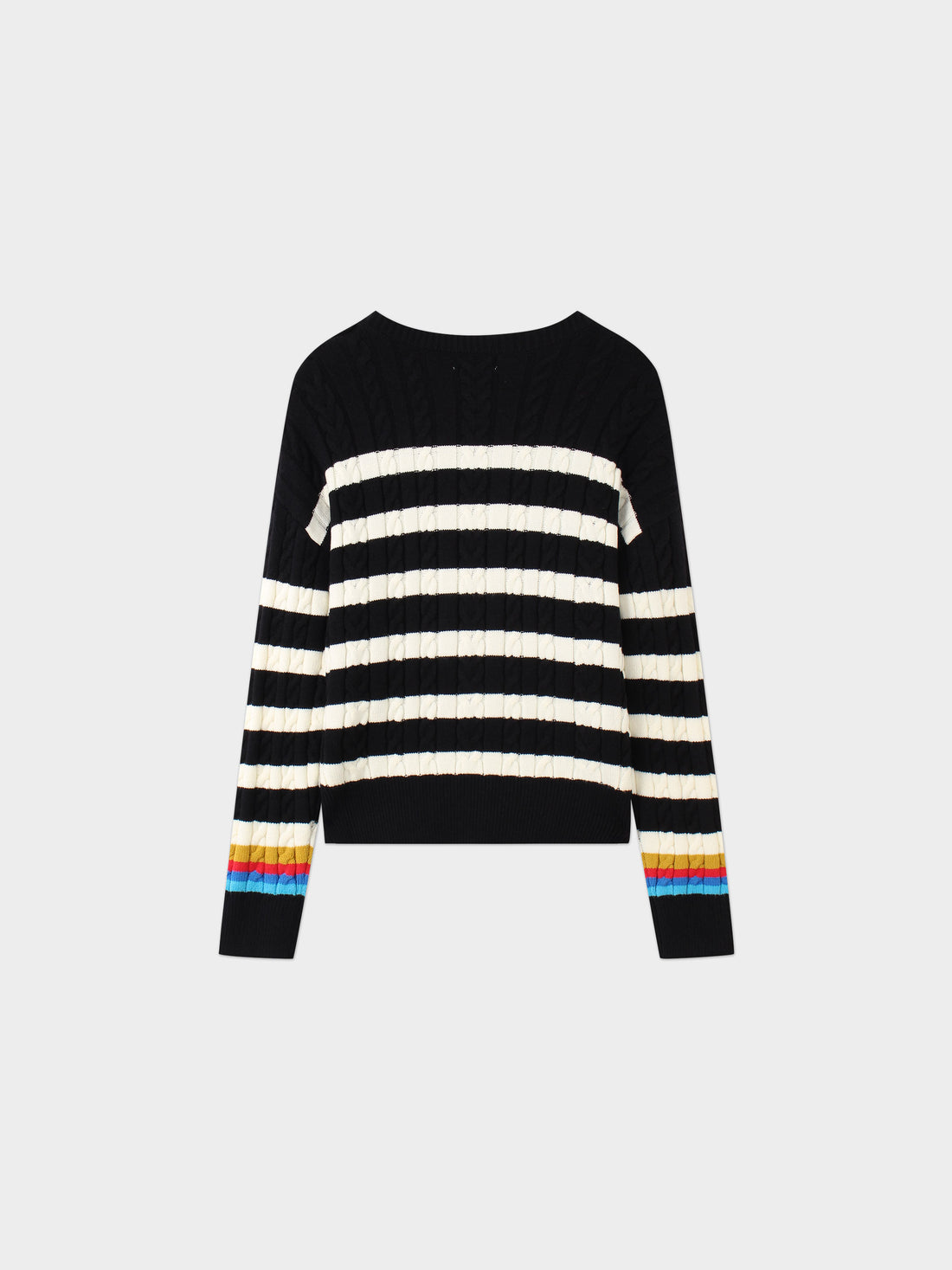 Cable Striped Sweater-Black/White