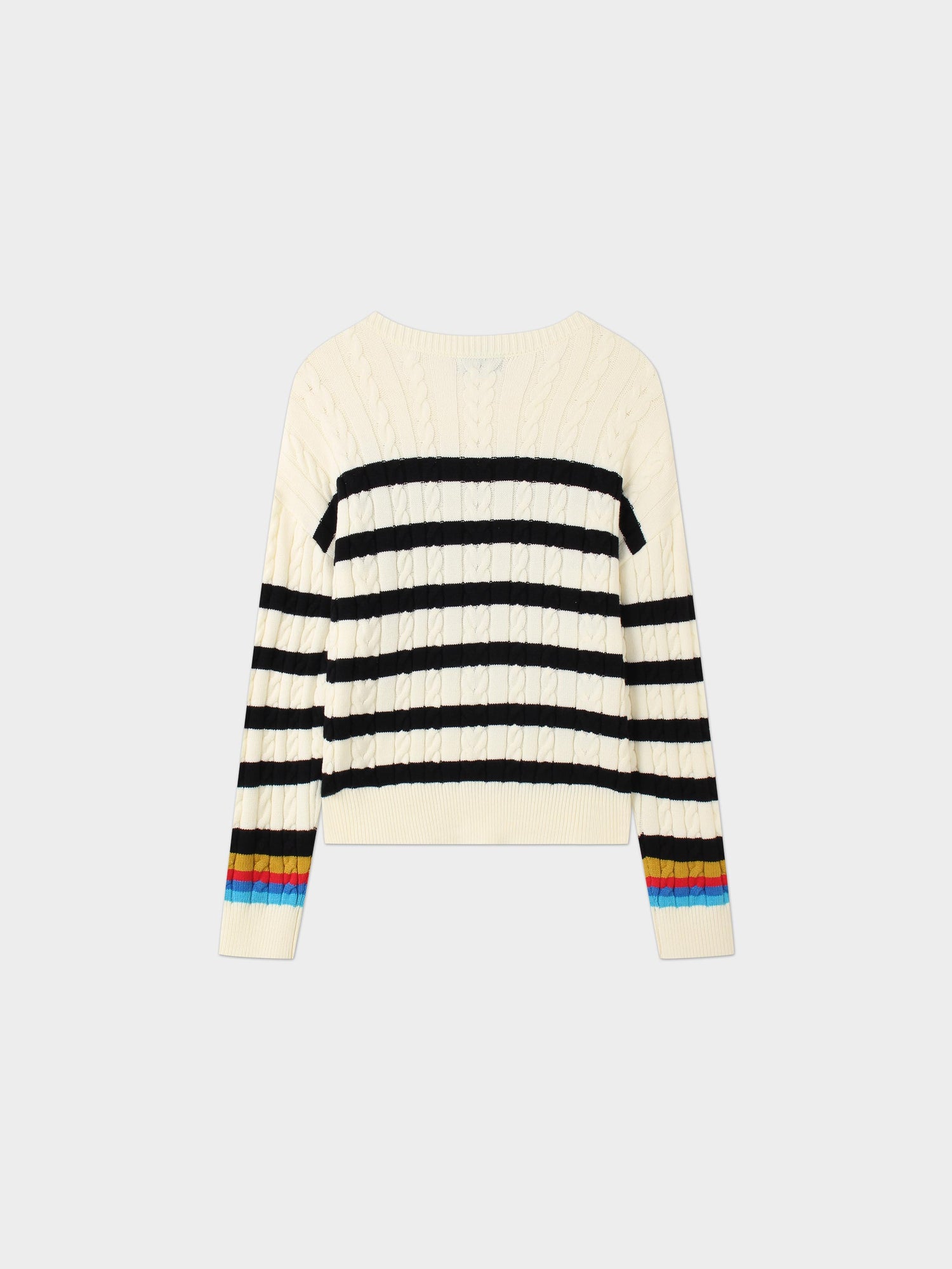 Cable Striped Sweater-White/Black