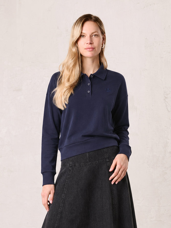 Collared Bomber Tee-Navy