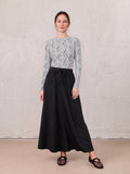 Drawstring Circle Skirt-Dark Blue Denim