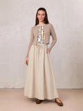 Drawstring Circle Skirt-Tan