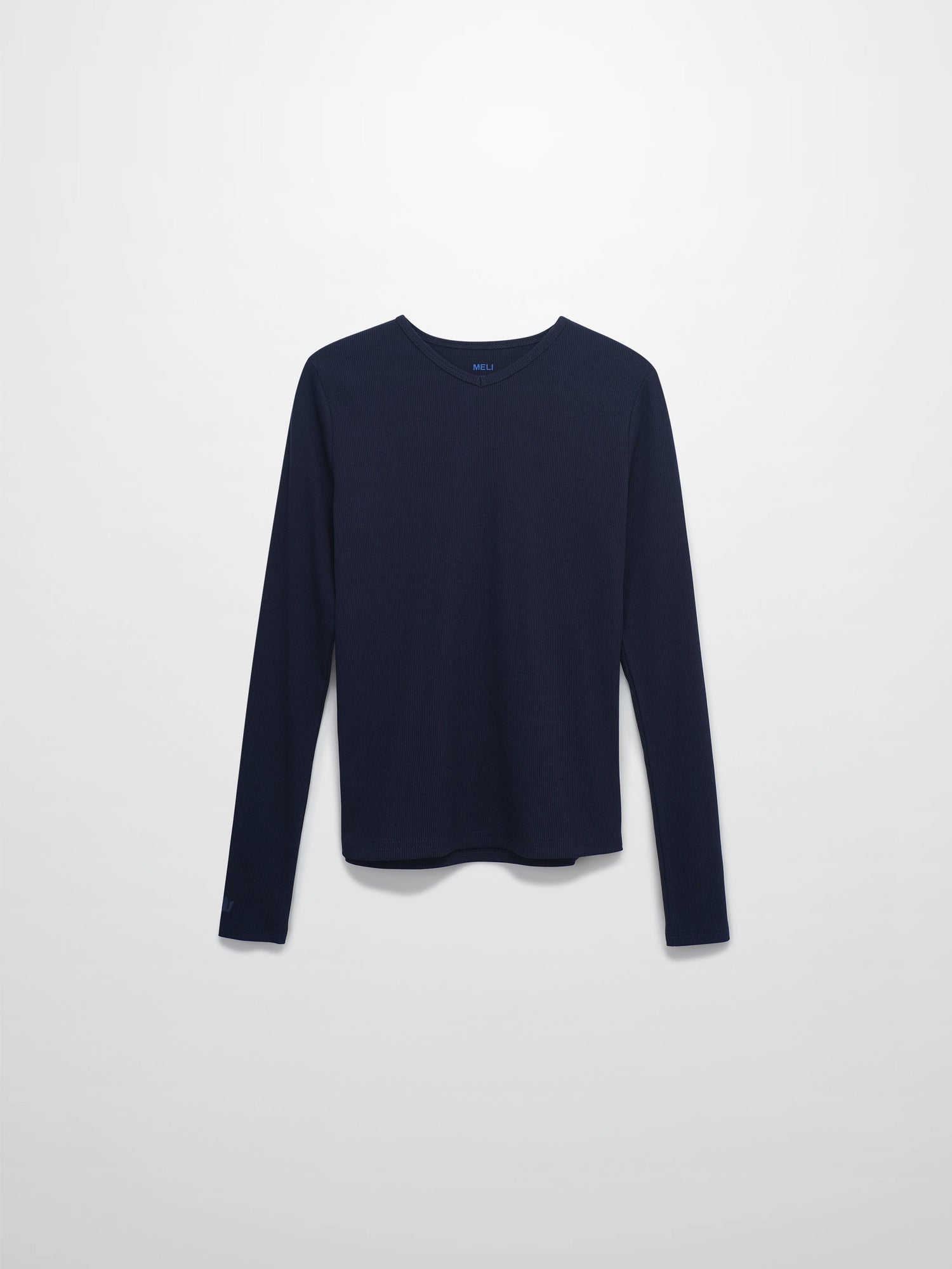 Soft Ribbed High V Tee-Navy