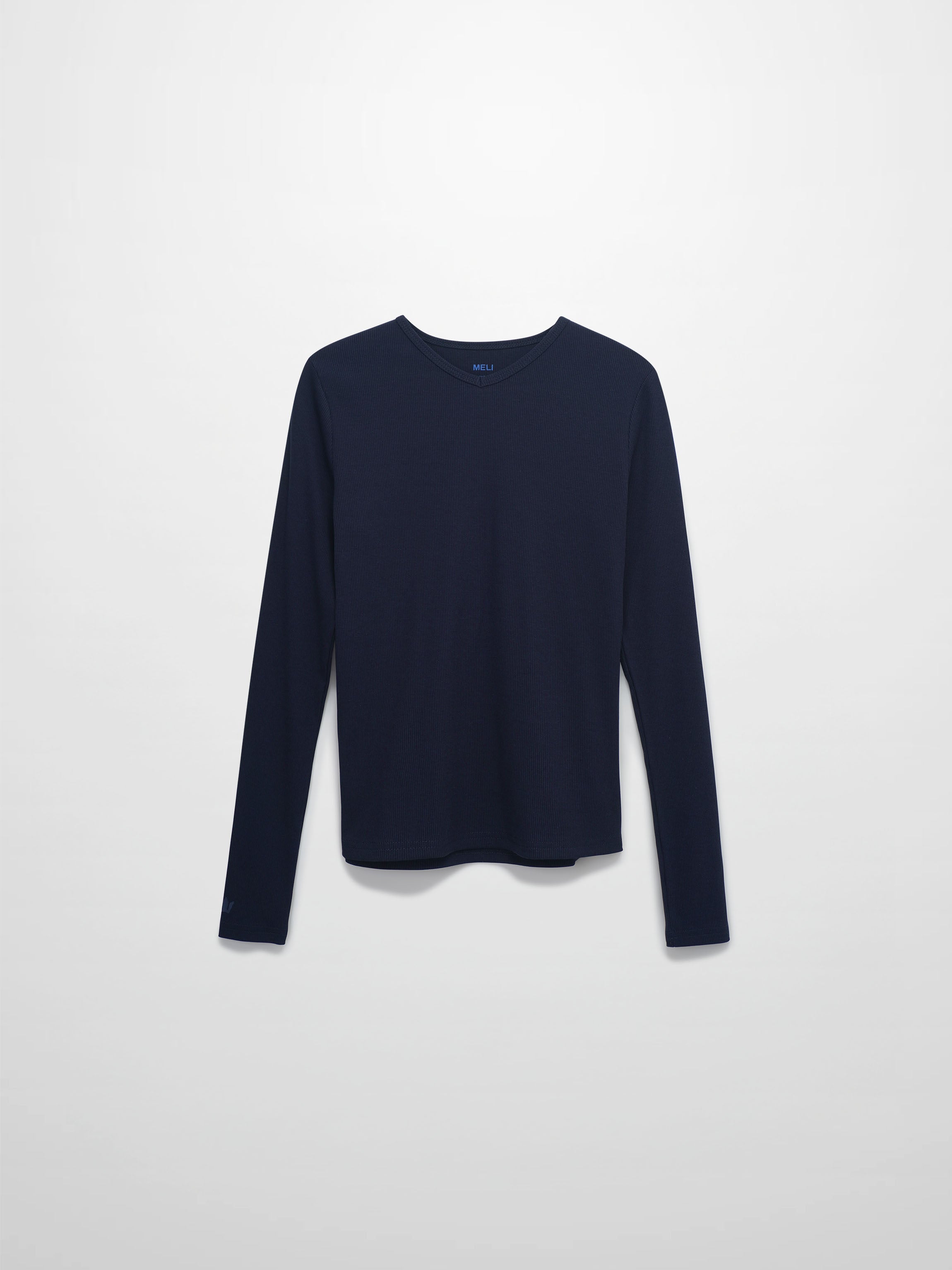 Soft Ribbed High V Tee-Navy