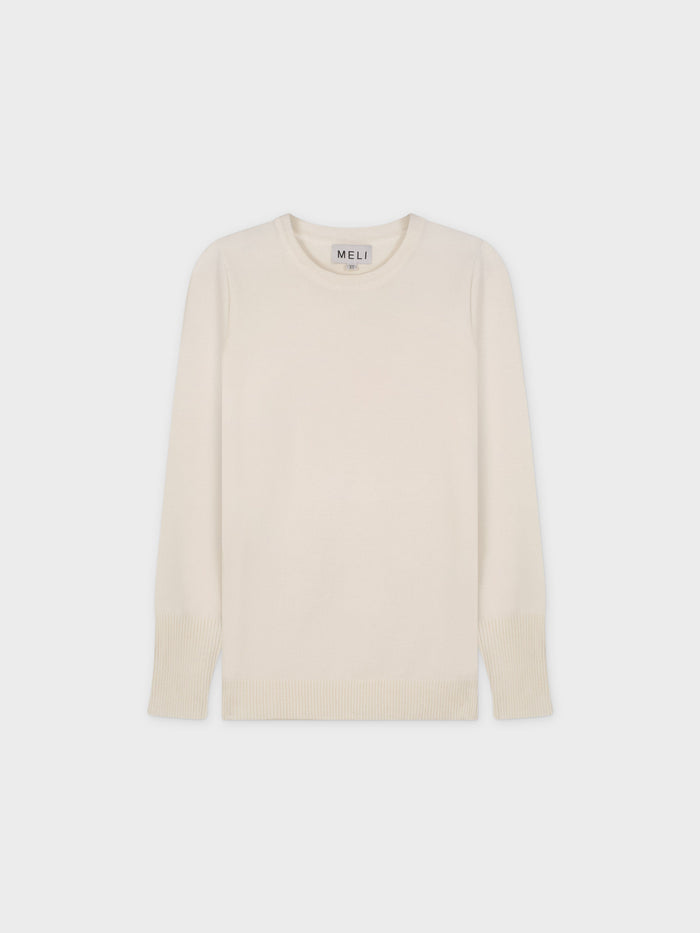 BASIC CREW SWEATER (LS) - CREAM