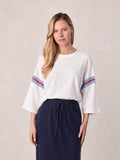 Crochet Stripe Boxy Tee-White/Blue/Orange