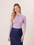 Heathered Collared Tee-Lavender