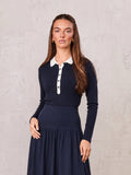 White Collar Polo-Navy