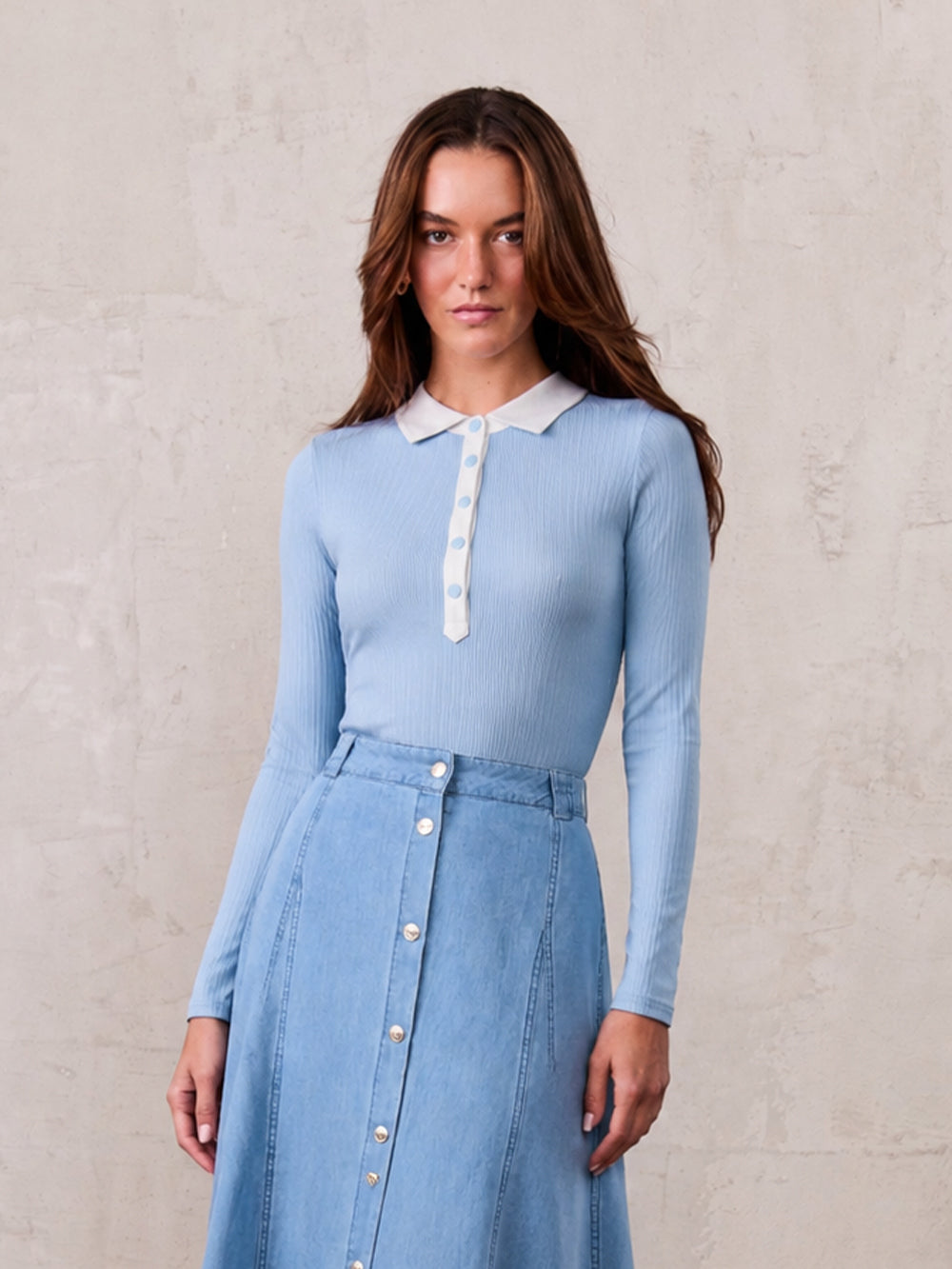 White Collar Polo-Blue