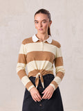 Striped Tie Bottom T-Shirt-Tan