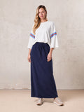 Straight Maxi Drawstring T-Shirt Skirt-Blue