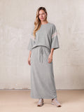 Straight Maxi Drawstring T-Shirt Skirt-Grey
