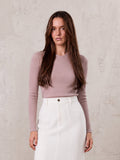 Basic High V Tee LS-Blush
