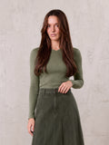 Basic High V Tee Long Sleeve-Army Green