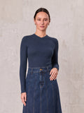Basic High V Tee Long Sleeve-Deep Navy